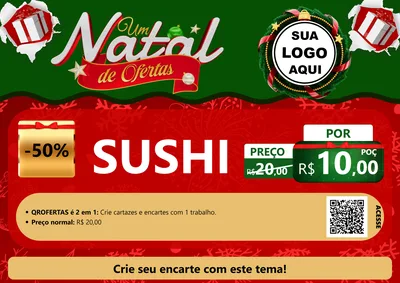 Modelo de Cartaz para Cartaz A4 Horizontal com o tema Um Natal de Ofertas para Comida japonesa