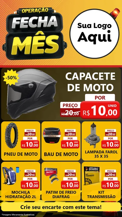 Modelo de Rede Social para Stories com o tema Operação Fecha Mês para Moto peças