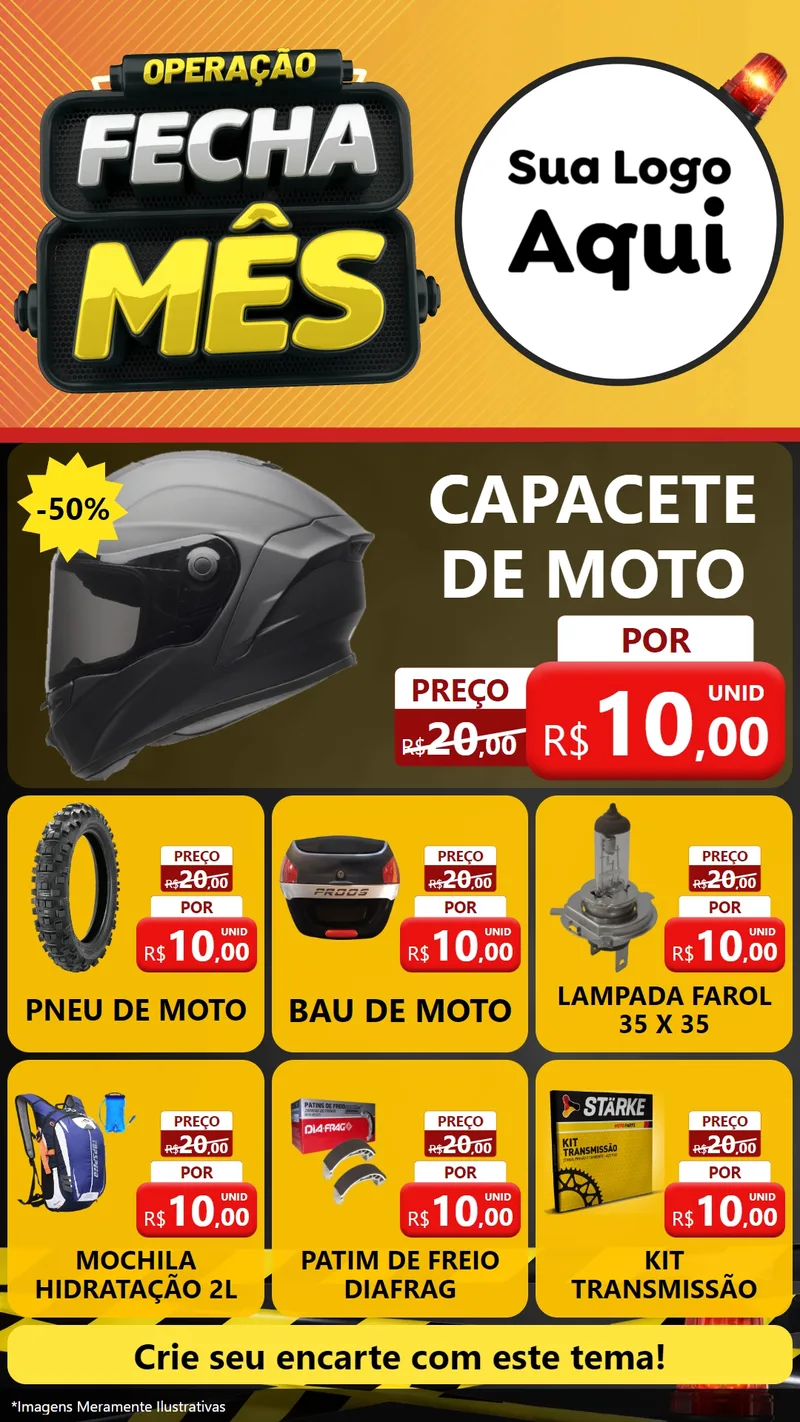 Modelo de Rede Social para Stories com o tema Operação Fecha Mês para Moto peças