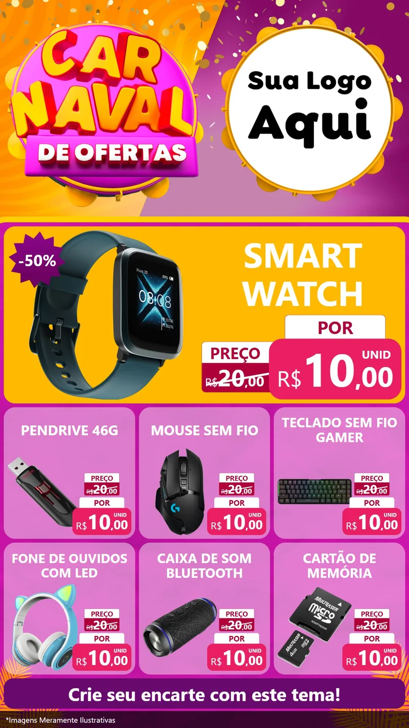 Modelo de Rede Social para Stories com o tema Carnaval de Ofertas para Informática