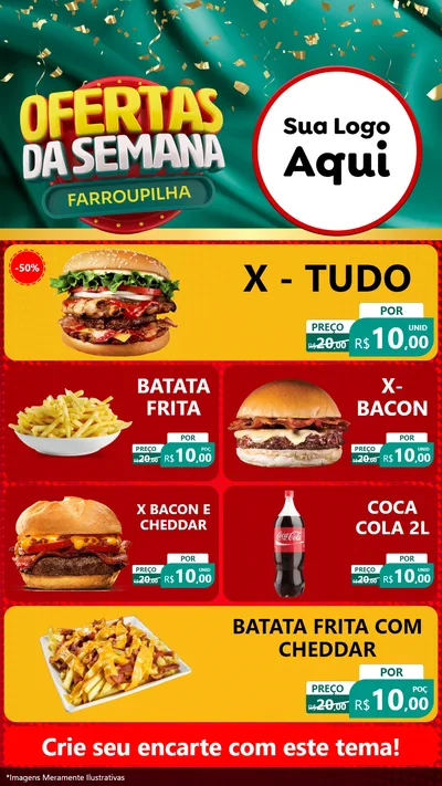 Modelo de TV para TV Vertical com o tema Ofertas da Semana Farroupilha para Hamburgueria