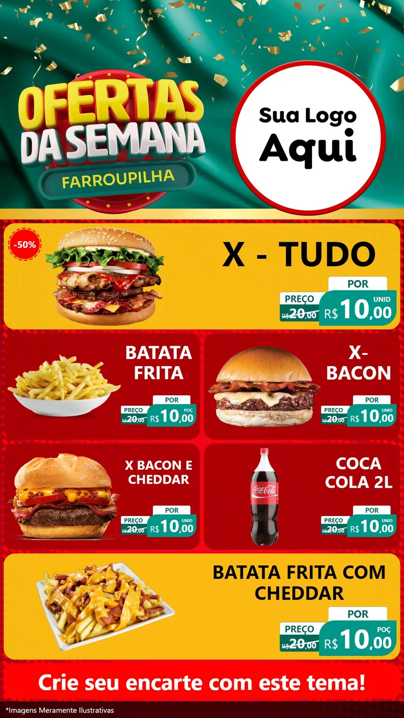 Modelo de TV para TV Vertical com o tema Ofertas da Semana Farroupilha para Hamburgueria