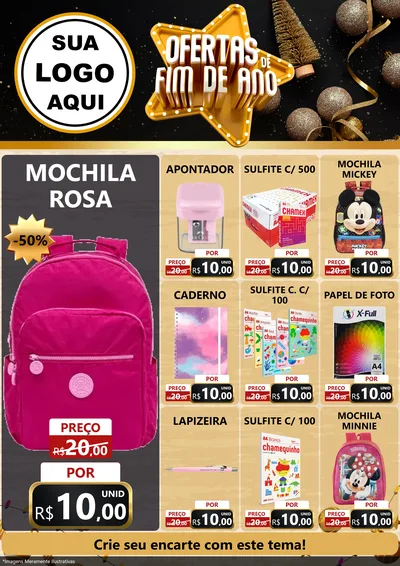 Modelo de Encarte para Encarte A4 Vertical com o tema Ofertas de Fim de Ano para Papelaria