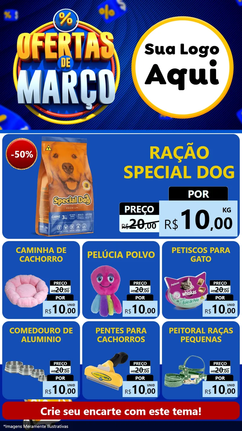 Modelo de Rede Social para Stories com o tema Ofertas de Março para Pet Shop
