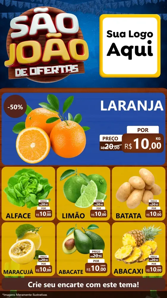 Modelo de Rede Social para Stories com o tema São João Ofertas Imbatíveis! - Junina para Hortifrúti