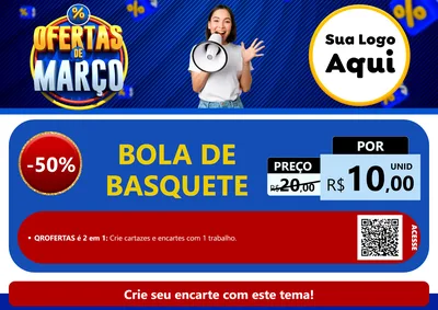Modelo de Cartaz para Cartaz A4 Horizontal com o tema Ofertas de Março para Artigos Esportivos