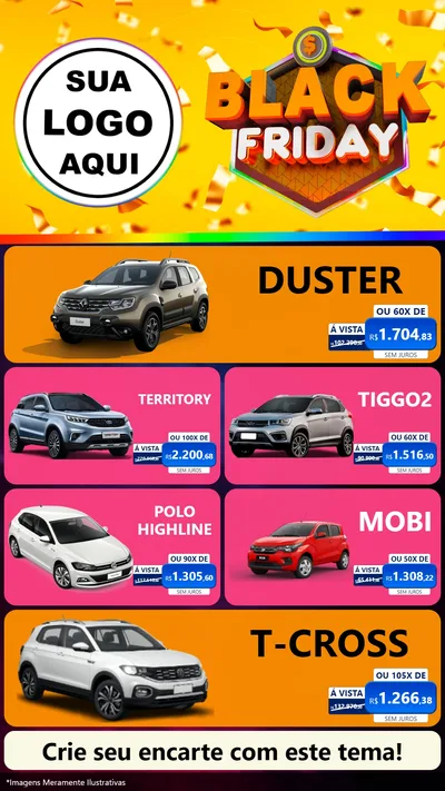 Modelo de TV para TV Vertical com o tema Black Friday para Concessionaria de Carros