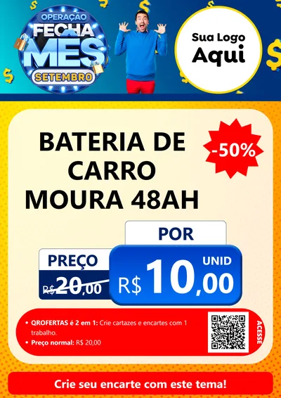 Modelo de Cartaz para Cartaz A4 Vertical com o tema Operação Fecha Mês Setembro para Baterias Elétricas