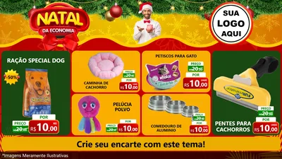 Modelo de TV para TV Horizontal com o tema Natal da Economia para Pet Shop