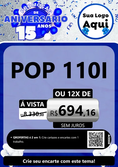 Modelo de Cartaz para Cartaz A4 Vertical com o tema Promoção de Aniversário - 15 Anos para Concessionaria de Motos