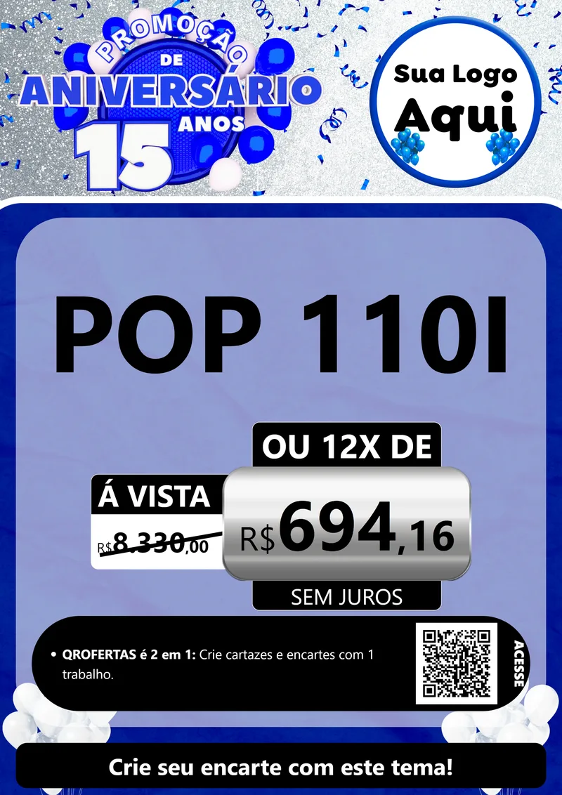 Modelo de Cartaz para Cartaz A4 Vertical com o tema Promoção de Aniversário - 15 Anos para Concessionaria de Motos