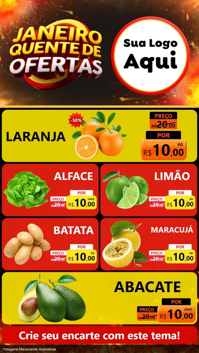 Modelo de TV para TV Vertical com o tema Janeiro Quente de Ofertas para Hortifrúti