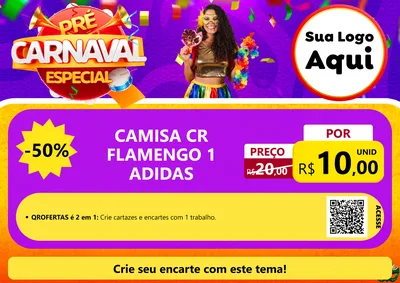 Modelo de Cartaz para Cartaz A4 Horizontal com o tema Pré-Carnaval Especial para Roupas e acessórios
