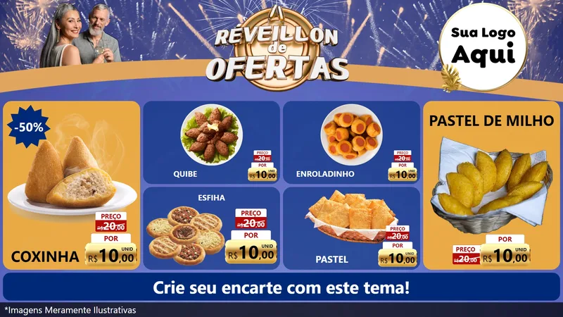 Modelo de TV para TV Horizontal com o tema Réveillon de Ofertas para Salgadaria