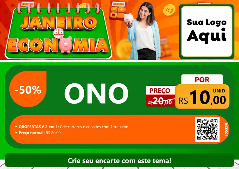 Modelo de Cartaz para Cartaz A4 Horizontal com o tema Janeiro da Economia para Óticas