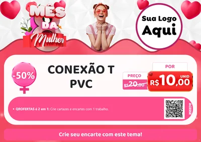 Modelo de Cartaz para Cartaz A4 Horizontal com o tema Mês da Mulher para Tubos e conexões