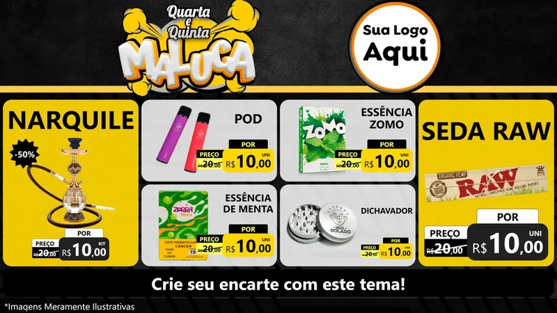 Modelo de TV para TV Horizontal com o tema Quarta e Quinta Maluca para Tabacaria