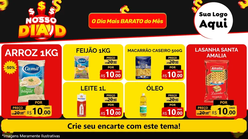 Modelo de TV para TV Horizontal com o tema Nosso Dia D para Supermercado