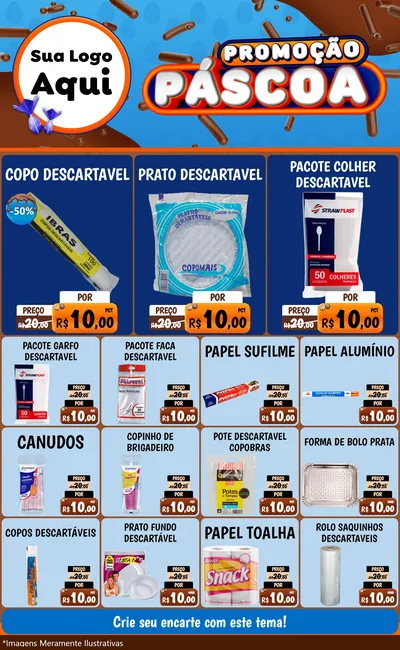 Modelo de Encarte para Encarte Grande com o tema Promoção Páscoa para Embalagens