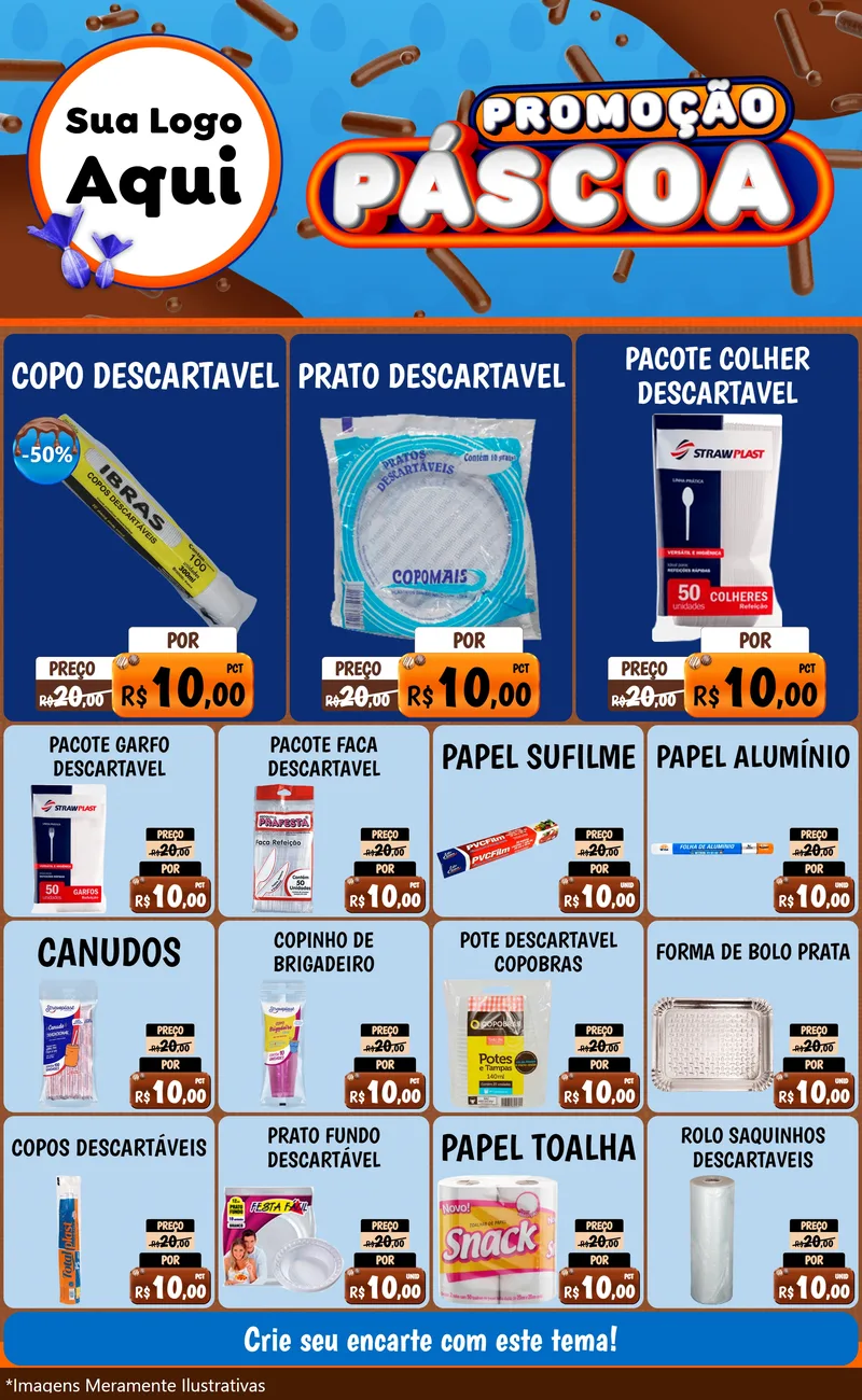 Modelo de Encarte para Encarte Grande com o tema Promoção Páscoa para Embalagens