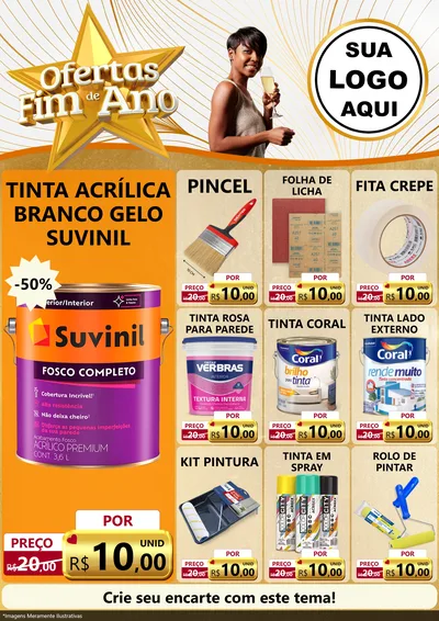 Modelo de Encarte para Encarte A4 Vertical com o tema Ofertas Fim de Ano para Tintas e Ferramentas