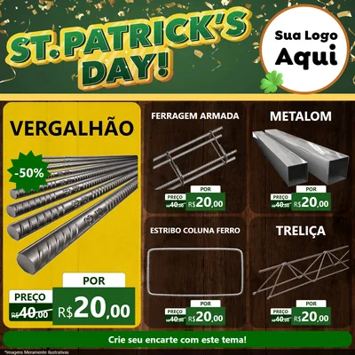 Modelo de Rede Social para Feed Facebook com o tema St Patriks Day para Ferragens