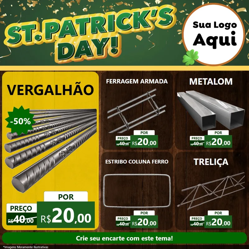 Modelo de Rede Social para Feed Facebook com o tema St Patriks Day para Ferragens