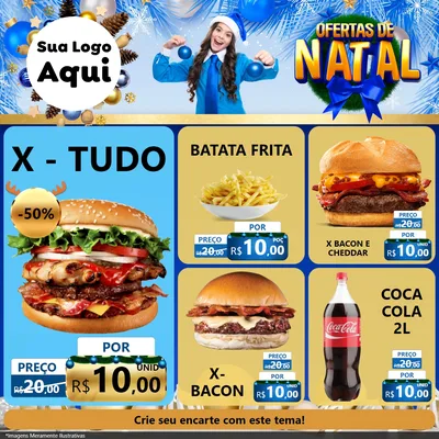 Modelo de Rede Social para Feed Facebook com o tema Ofertas de Natal para Hamburgueria