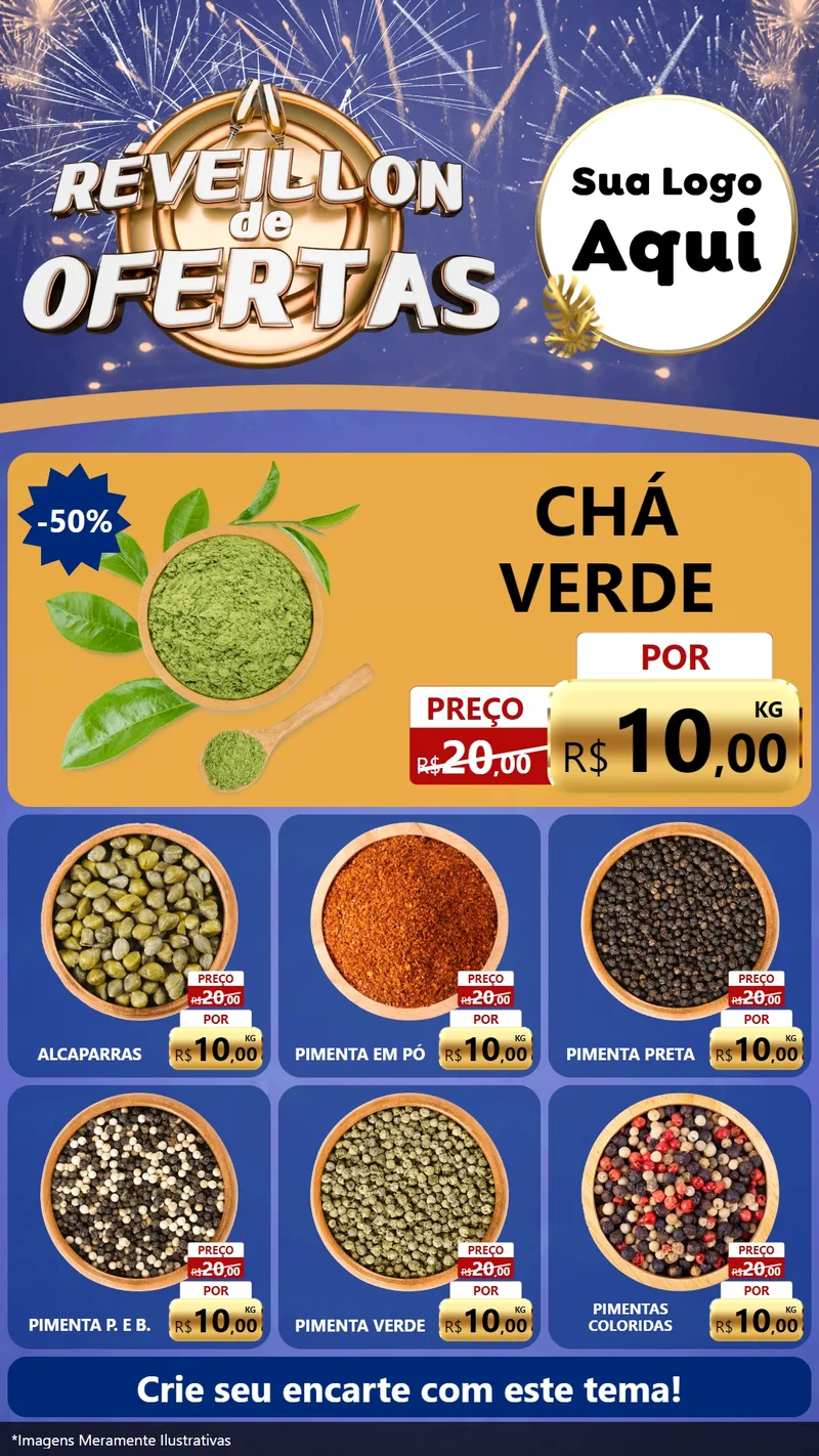Modelo de Rede Social para Stories com o tema Réveillon de Ofertas para Produtos Naturais