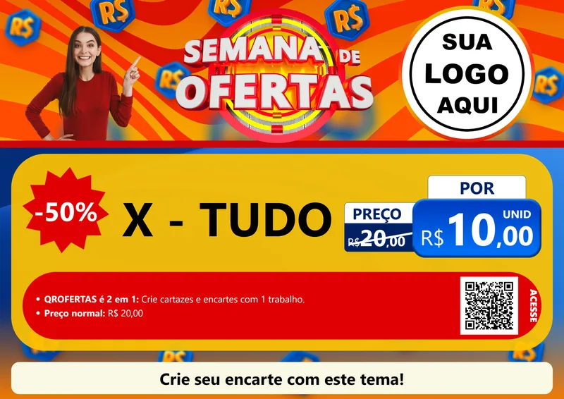 Modelo de Cartaz para Cartaz A4 Horizontal com o tema Semana de Ofertas para Hamburgueria