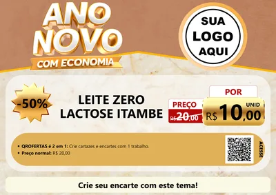 Modelo de Cartaz para Cartaz A4 Horizontal com o tema Ano Novo Com Economia para Frios e Laticínios