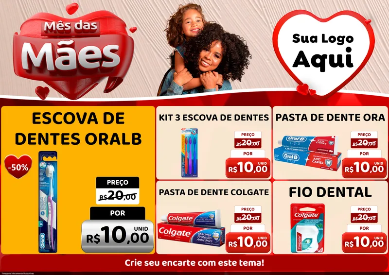 Modelo de Encarte para Encarte A4 Horizontal com o tema Mês das Mães para Higiene Pessoal