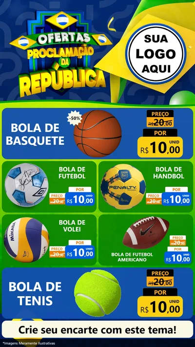 Modelo de TV para TV Vertical com o tema Ofertas Proclamação da República para Artigos Esportivos