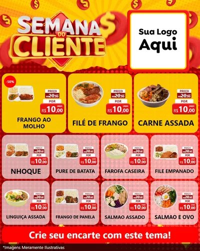 Modelo de Rede Social para Feed Instagram com o tema Semana do Cliente para Restaurante