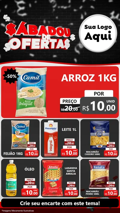 Modelo de Rede Social para Stories com o tema Sabadou de Ofertas para Supermercado