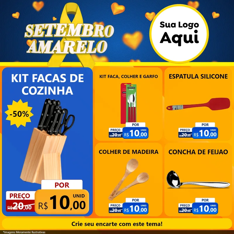 Modelo de Rede Social para Feed Facebook com o tema Setembro Amarelo para Utilidades Domésticas