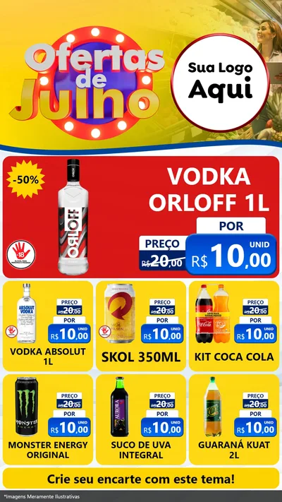 Modelo de Rede Social para Stories com o tema Ofertas de Julho para Distribuidora de bebidas