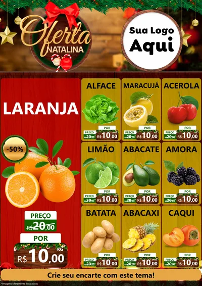 Modelo de Encarte para Encarte A4 Vertical com o tema Ofertas Natalina para Hortifrúti