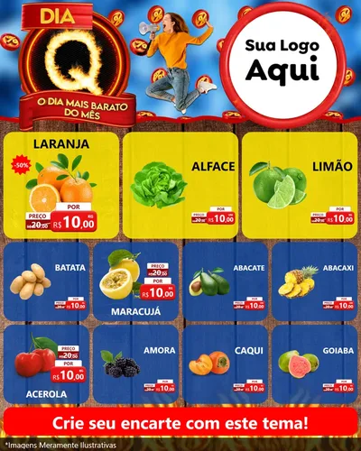 Modelo de Rede Social para Feed Instagram com o tema Dia Q - O Dia Mais Barato Do Mês para Hortifrúti