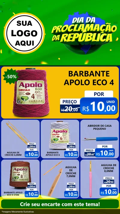 Modelo de Rede Social para Stories com o tema Dia Da Proclamação Da República para Armarinho e Aviamentos