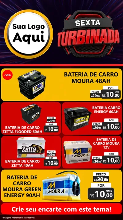 Modelo de TV para TV Vertical com o tema Sexta Turbinada para Baterias Elétricas