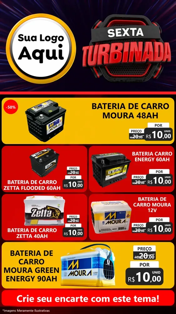 Modelo de TV para TV Vertical com o tema Sexta Turbinada para Baterias Elétricas