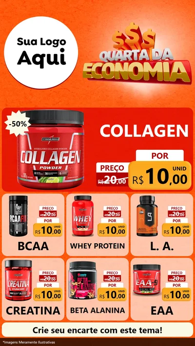 Modelo de Rede Social para Stories com o tema Quarta da Economia para Suplementos alimentares