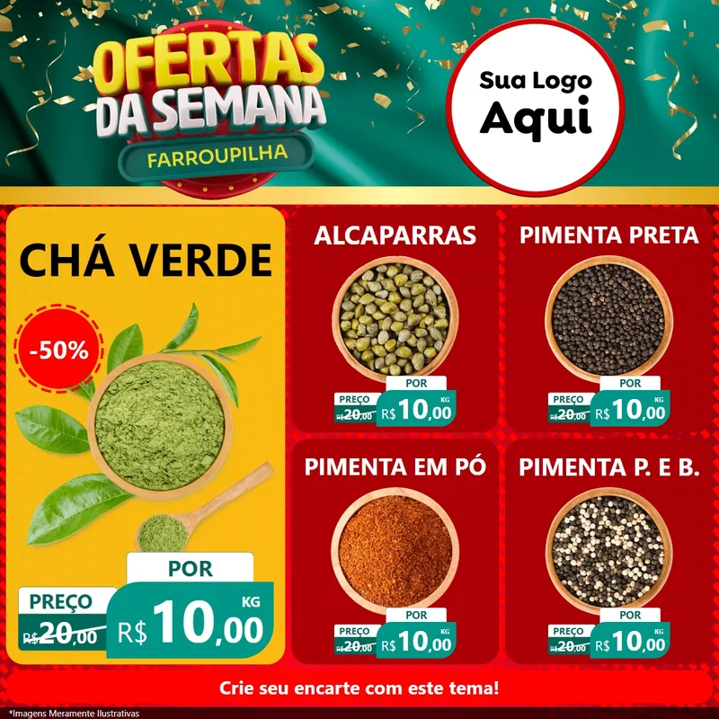 Modelo de Rede Social para Feed Facebook com o tema Ofertas da Semana Farroupilha para Produtos Naturais