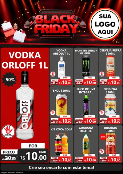 Modelo de Encarte para Encarte A4 Vertical com o tema Black Friday para Distribuidora de bebidas