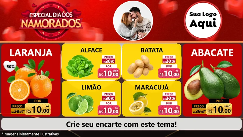 Modelo de TV para TV Horizontal com o tema Especial Dia Dos Namorados para Hortifrúti