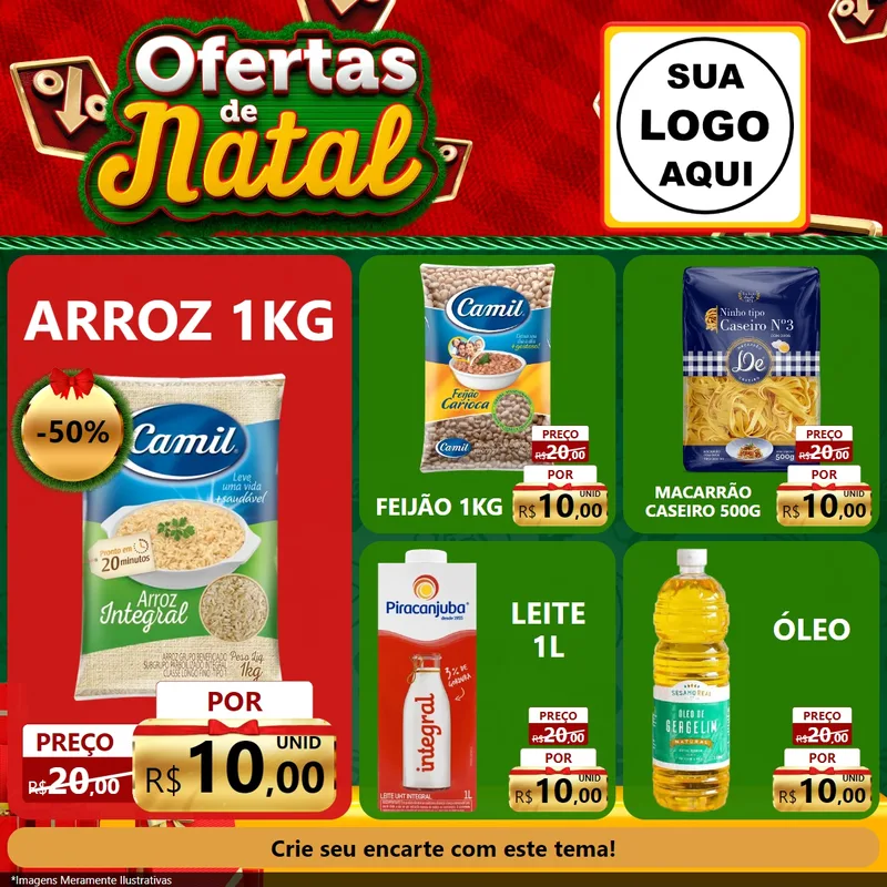 Modelo de Rede Social para Feed Facebook com o tema Ofertas de Natal para Supermercado