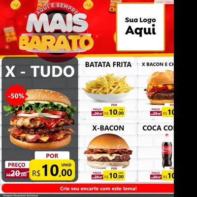 Modelo de Rede Social para Feed Facebook com o tema Mais Barato para Hamburgueria