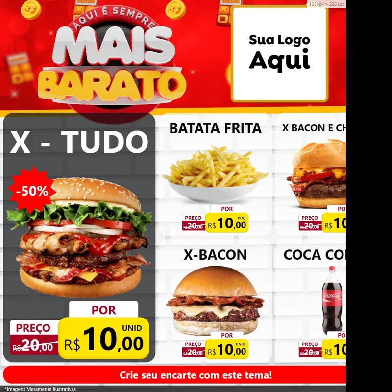 Modelo de Rede Social para Feed Facebook com o tema Mais Barato para Hamburgueria