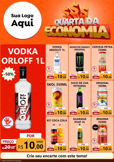 Modelo de Encarte para Encarte A4 Vertical com o tema Quarta da Economia para Distribuidora de bebidas